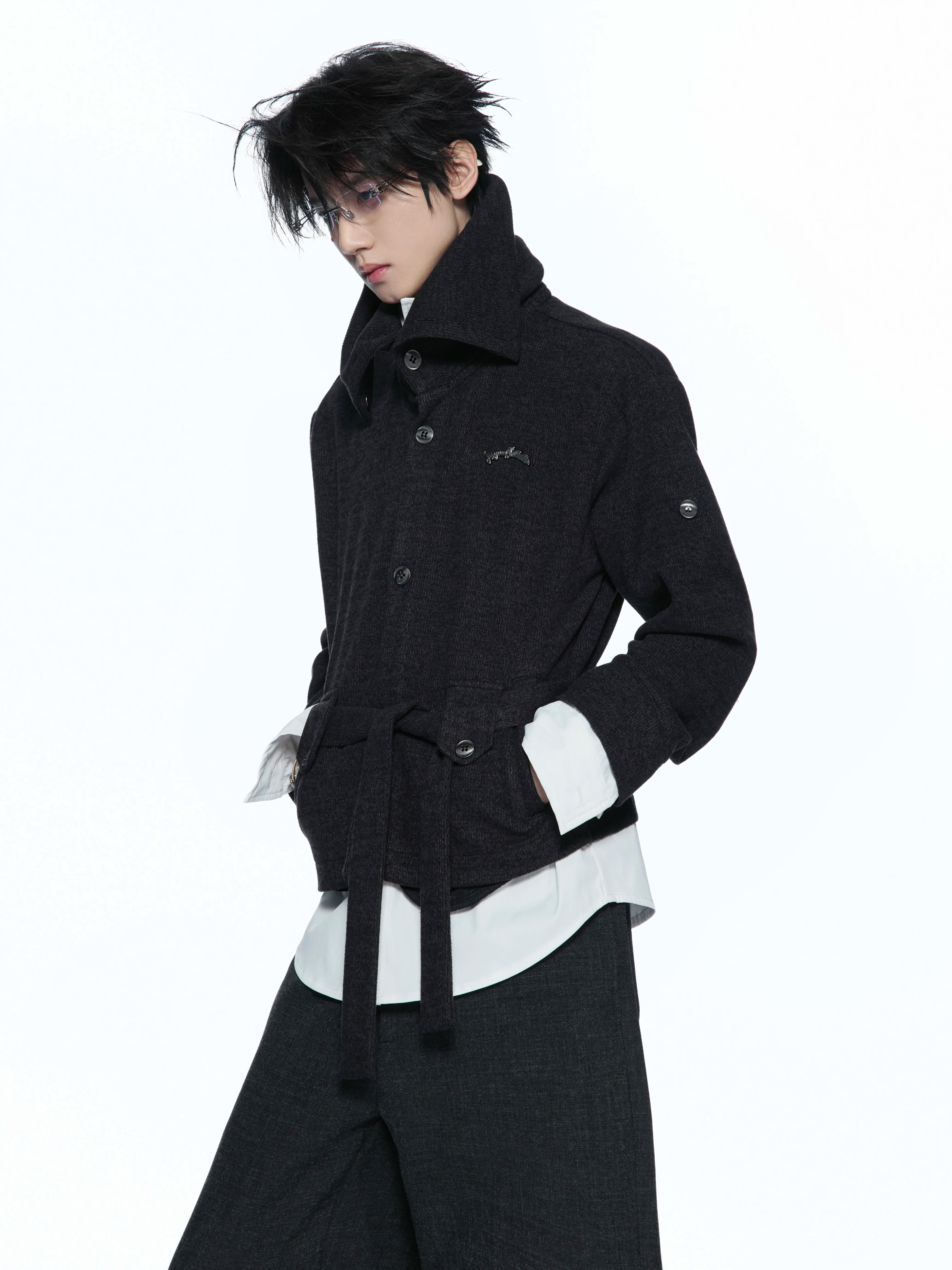 Merwev Convertible Collar Knit Cardigan