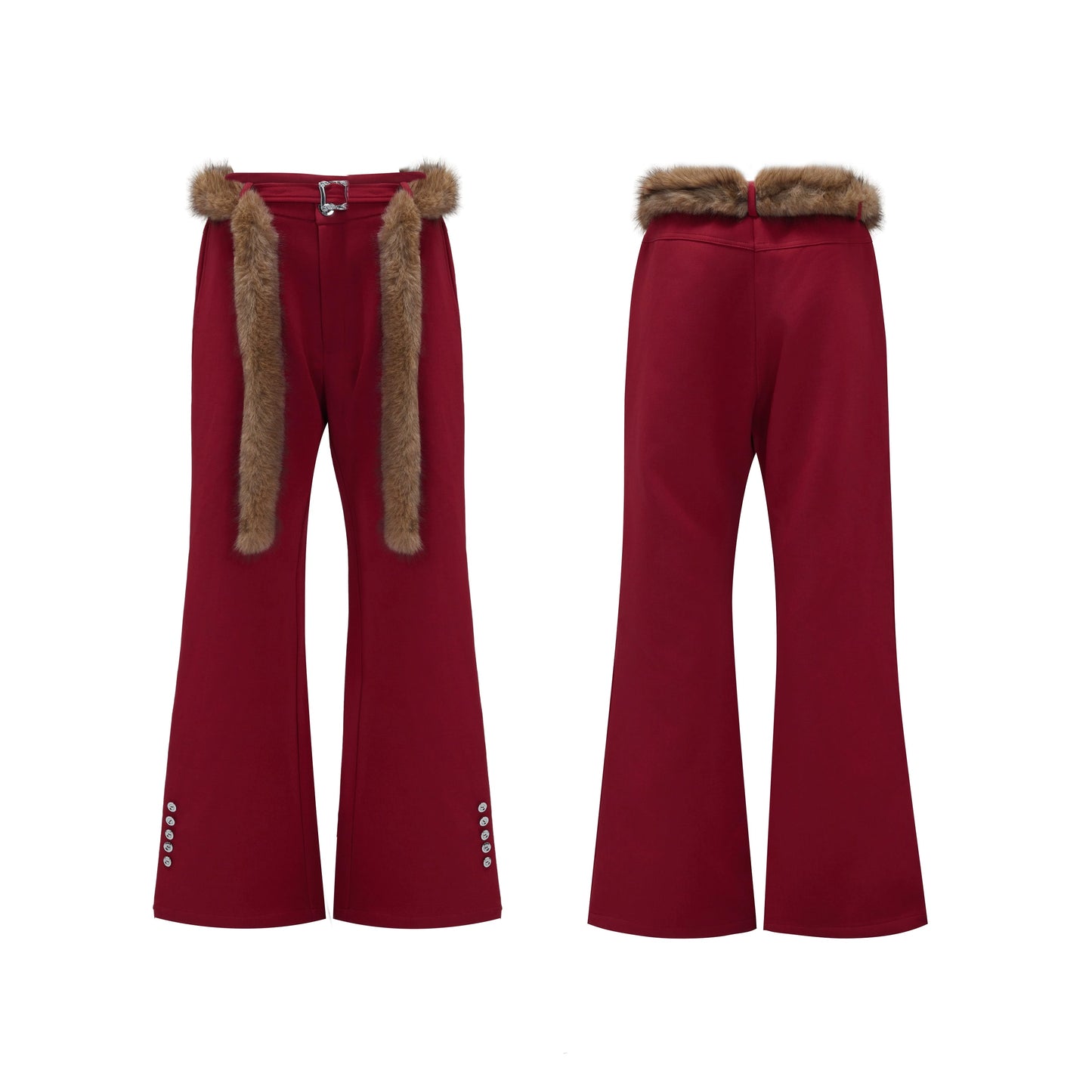 【25s Nov.】Furry Ribbon Metal Button Trousers