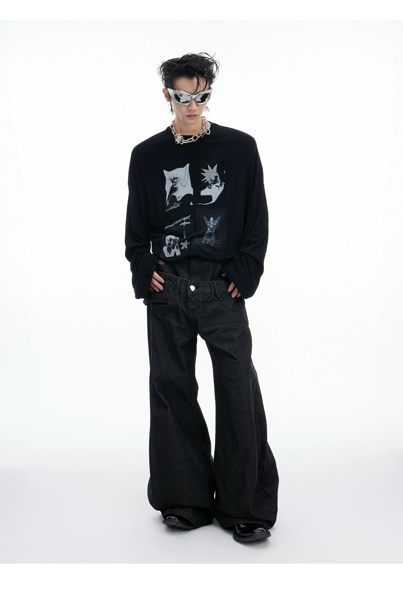 【25s Aug.】Artistic Pattern Loose Fit High Elasticity Long Sleeves