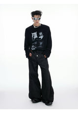 【25s Aug.】Artistic Pattern Loose Fit High Elasticity Long Sleeves