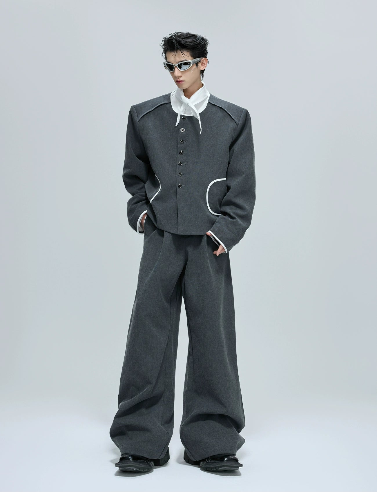 【25s Oct.】Contrast Color Elegant Chanel Style Jacket/Scimitar Pants