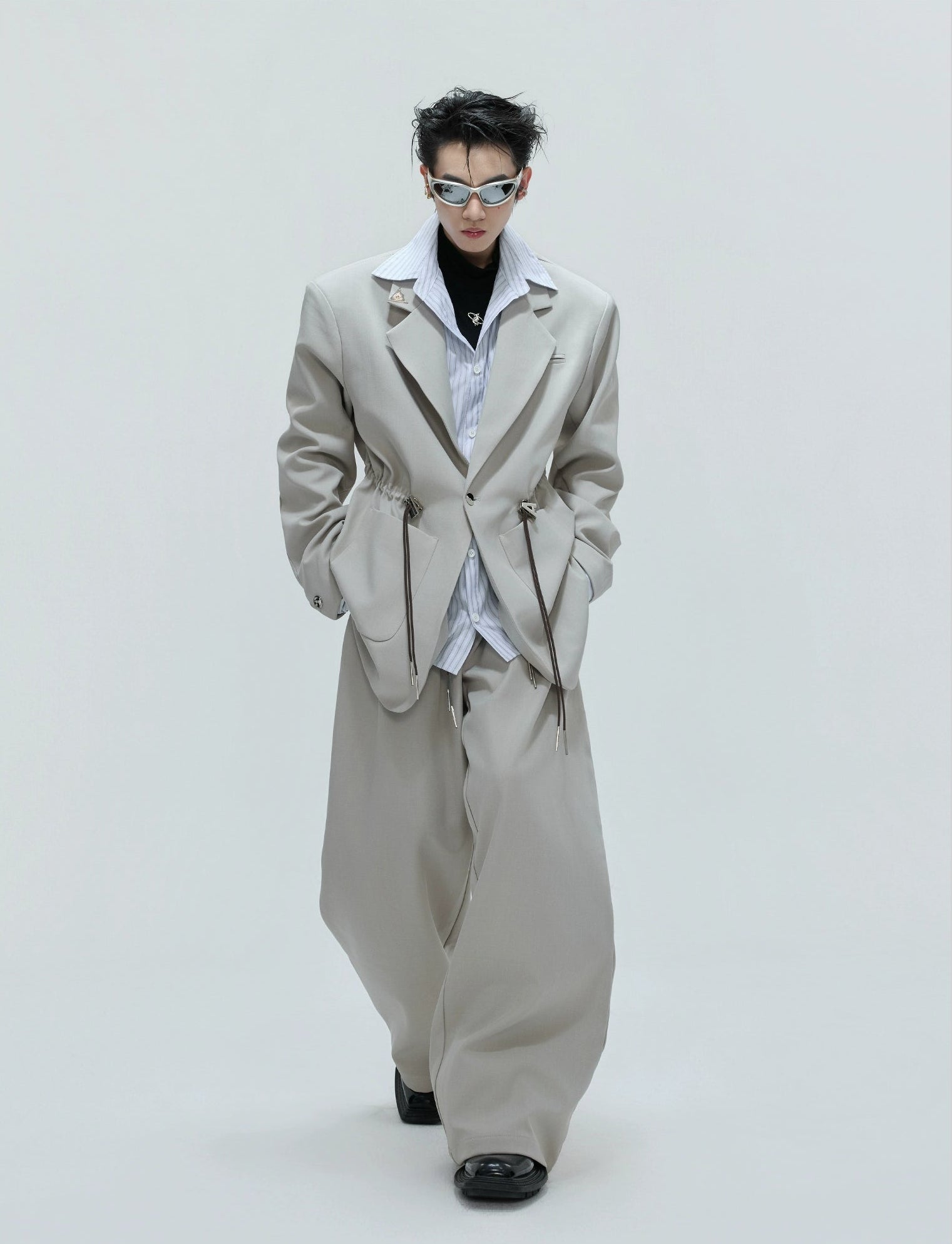 【25s Nov.】Drawstring Waist Padded Shoulder Suit/ Trousers