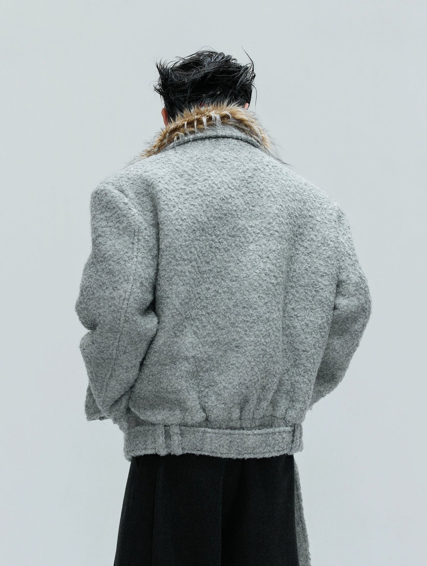 【25s Nov.】Faux Wolf Fur Collar Detachable Thick Warm Coat