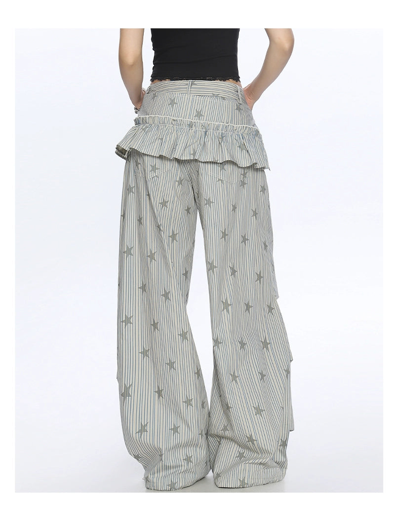【25s Nov.】Striped Star Print Cargo Pants