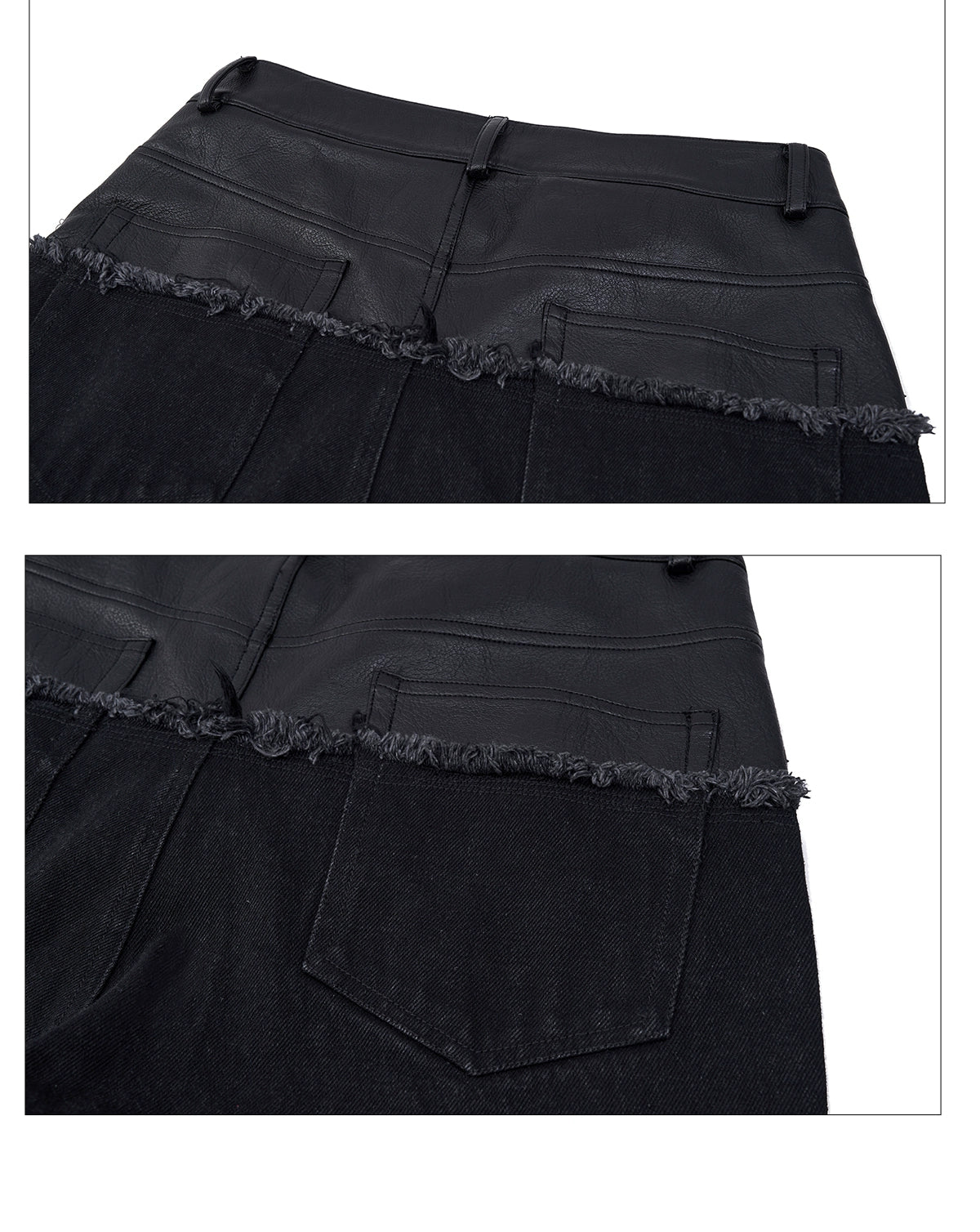 【25s Sep.】High Street Paneled Leather Bootcut Jeans