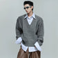 【25s Oct.】Shirt-paneled Button-down V-neck Sweater