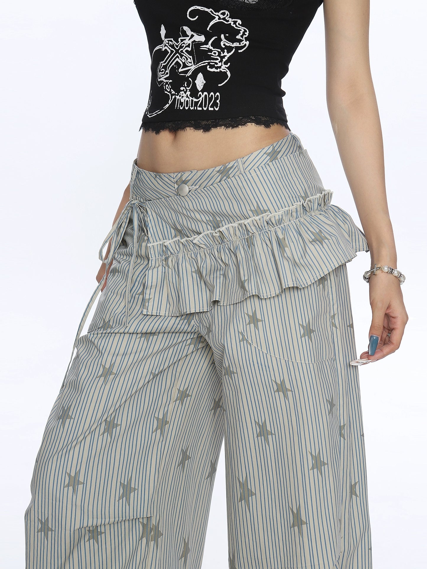 【25s Nov.】Striped Star Print Cargo Pants