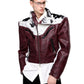 Cow Print Diagonal Zipper Plush Patchwork Leather Jacket
