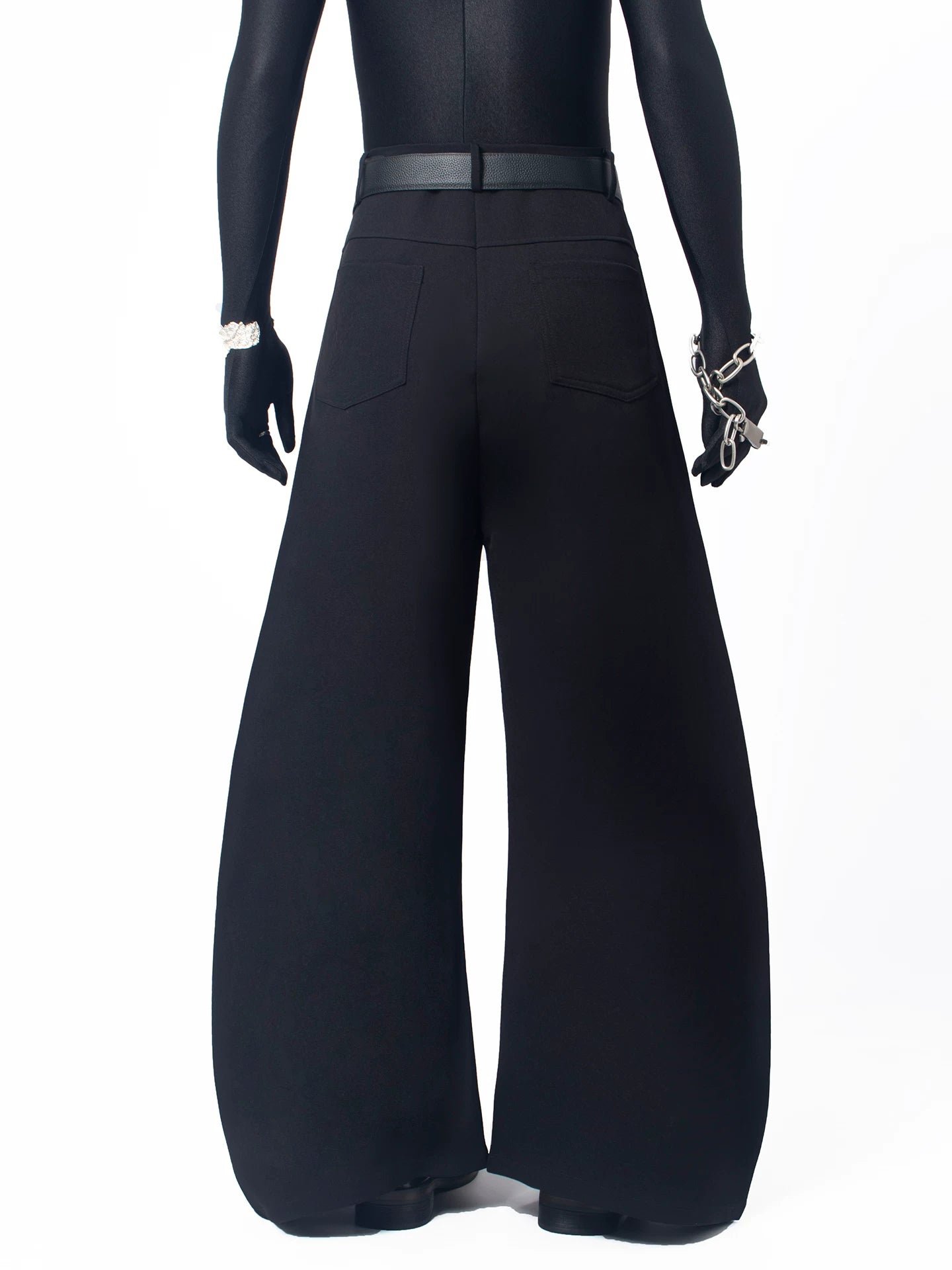 【26s May.】Layered Curved Wide-Leg Black Pants