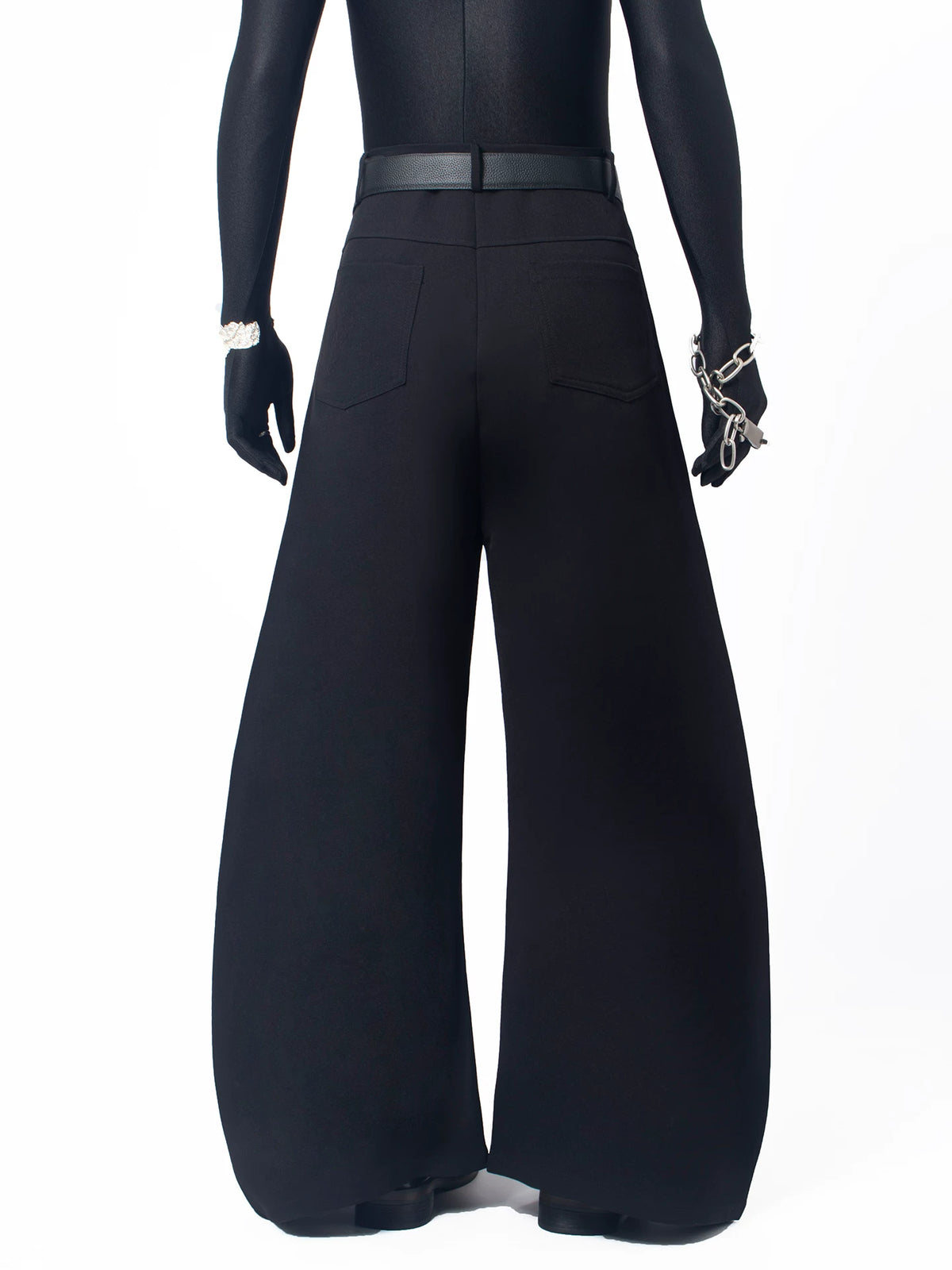 【26s May.】Layered Curved Wide-Leg Black Pants