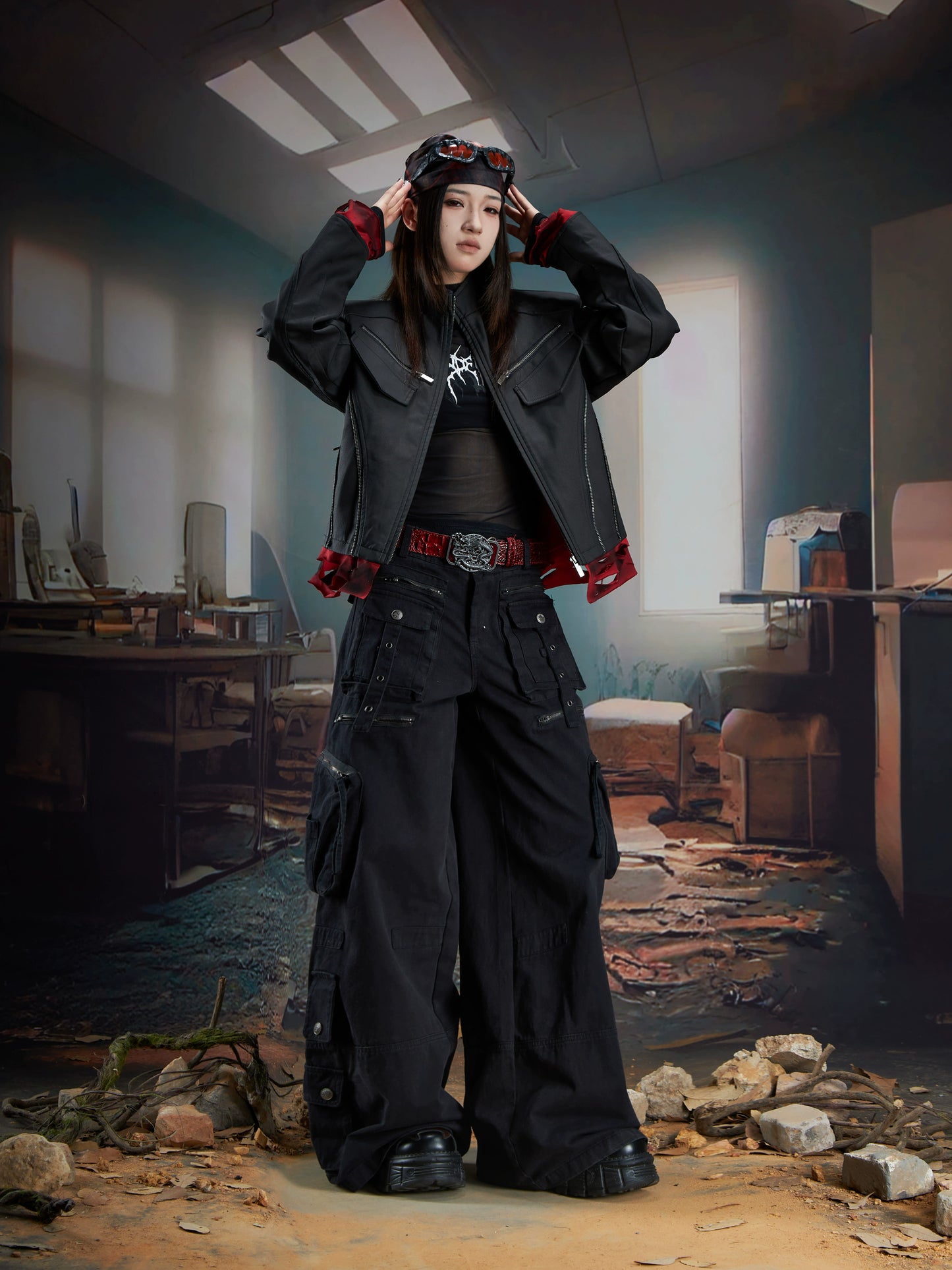 【25s Oct.】Dark Deconstructed Patchwork Leather Jacket
