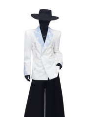 Lace Panel Embellished Blazer