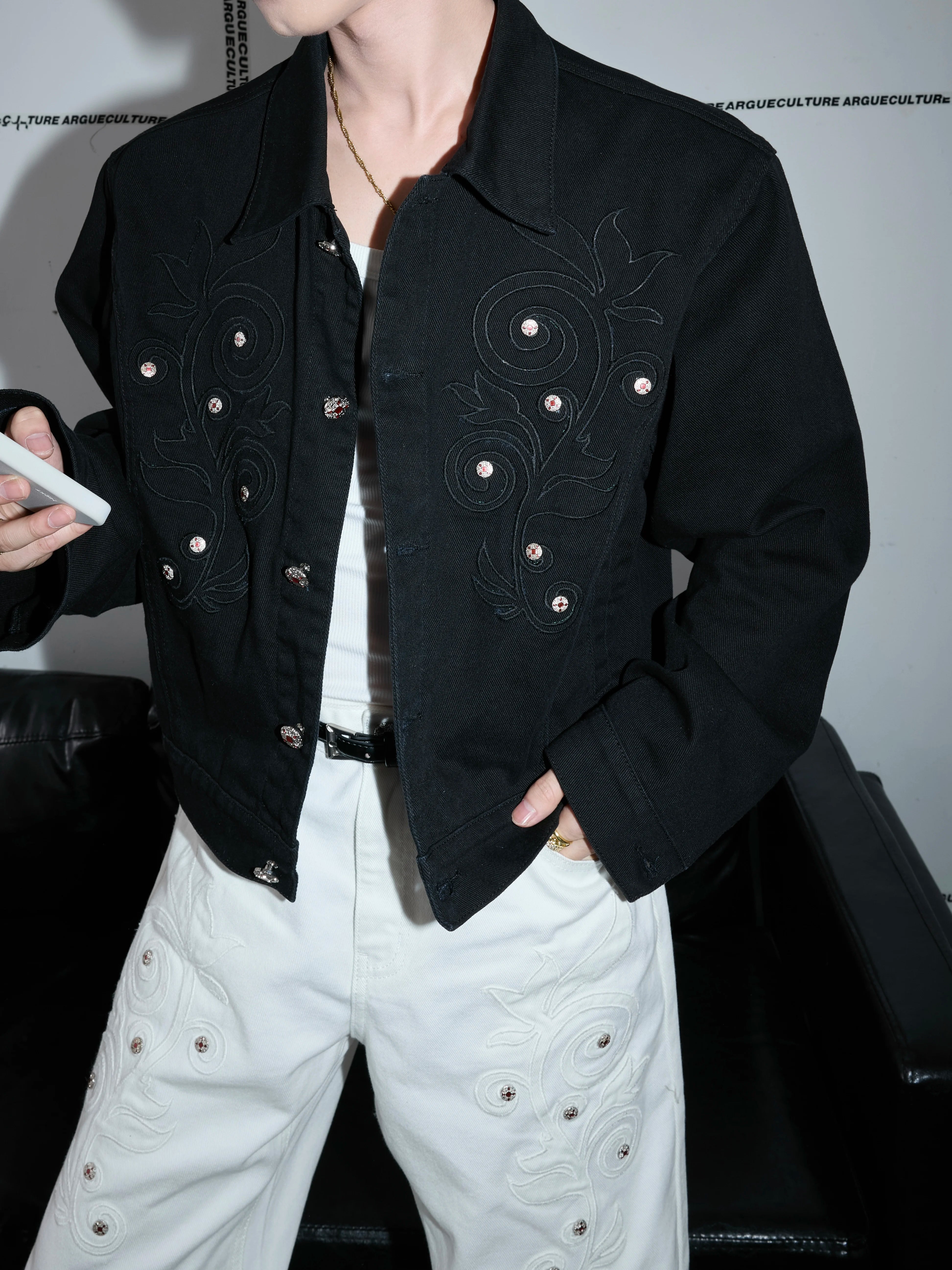 Vintage Rose Studded Denim Jacket