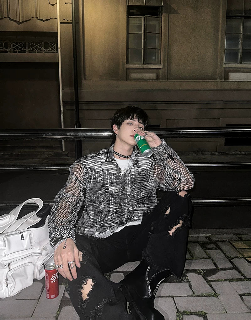 【26s Jan.】Sheer Mesh Korean-Style Casual Shirt