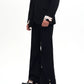 【25s Aug.】Black Flared Two-Layer Pants with Cow Print Panels