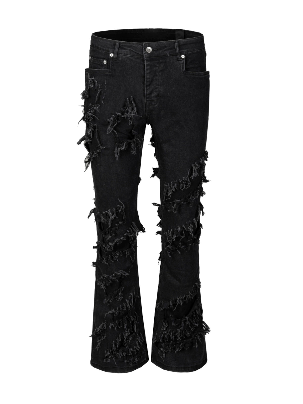 【25s Jul.】Tassel Raw Edge Ripped Bootcut Jeans