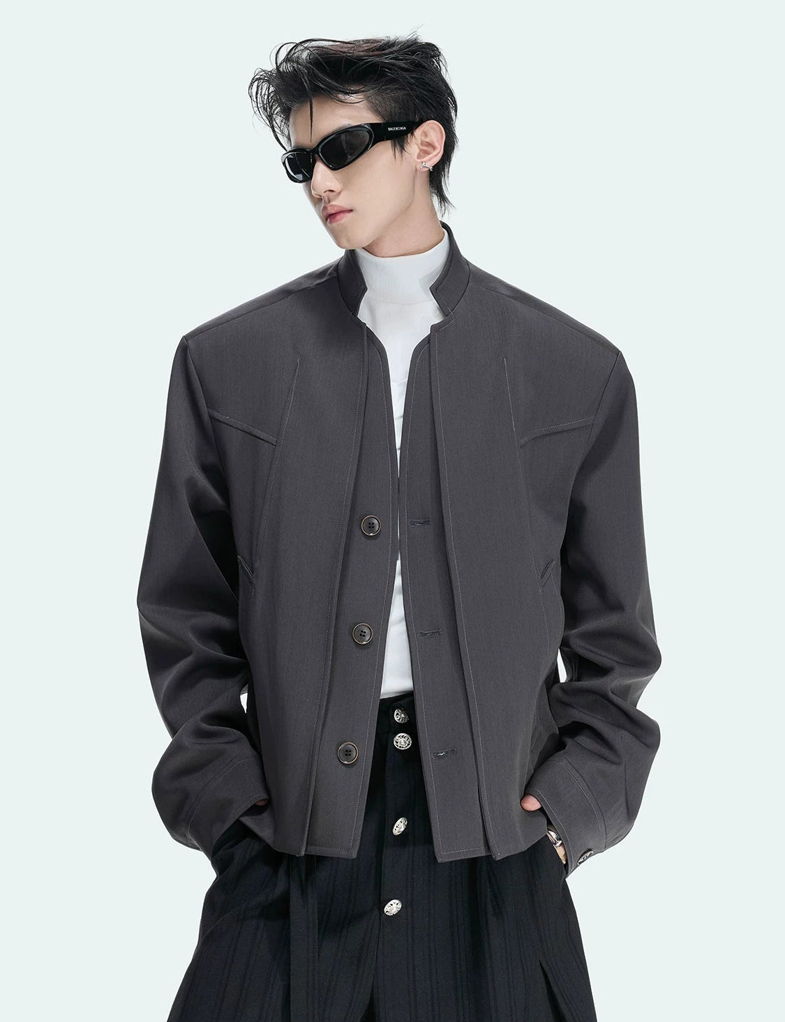 Deconstructed Layered Cropped Blazer