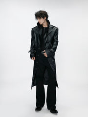 Multi-Form Layered Leather Trench Coat