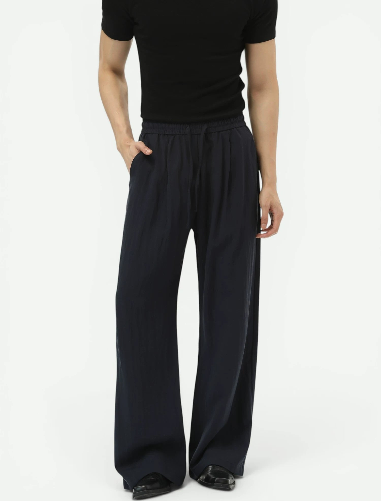 Lyocell Drawstring Wide-Leg Pants