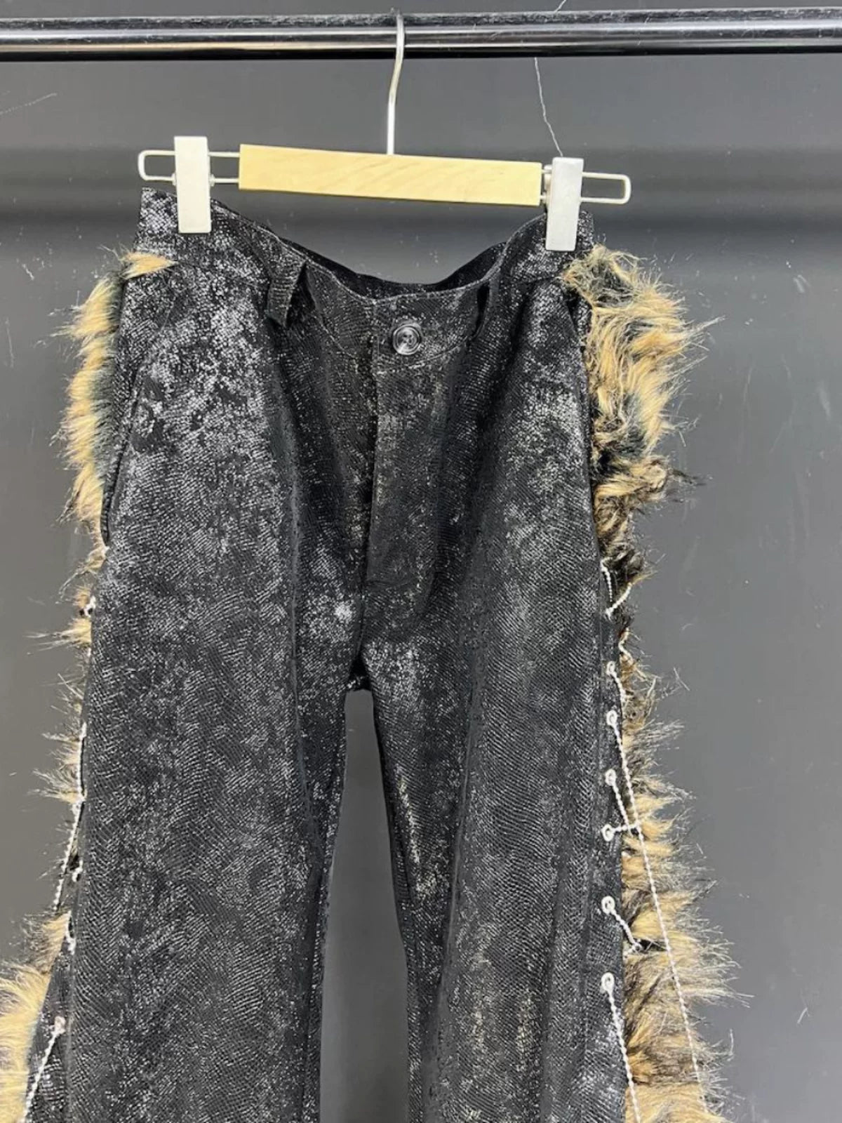 Animal Print Faux Fur Flared Pants