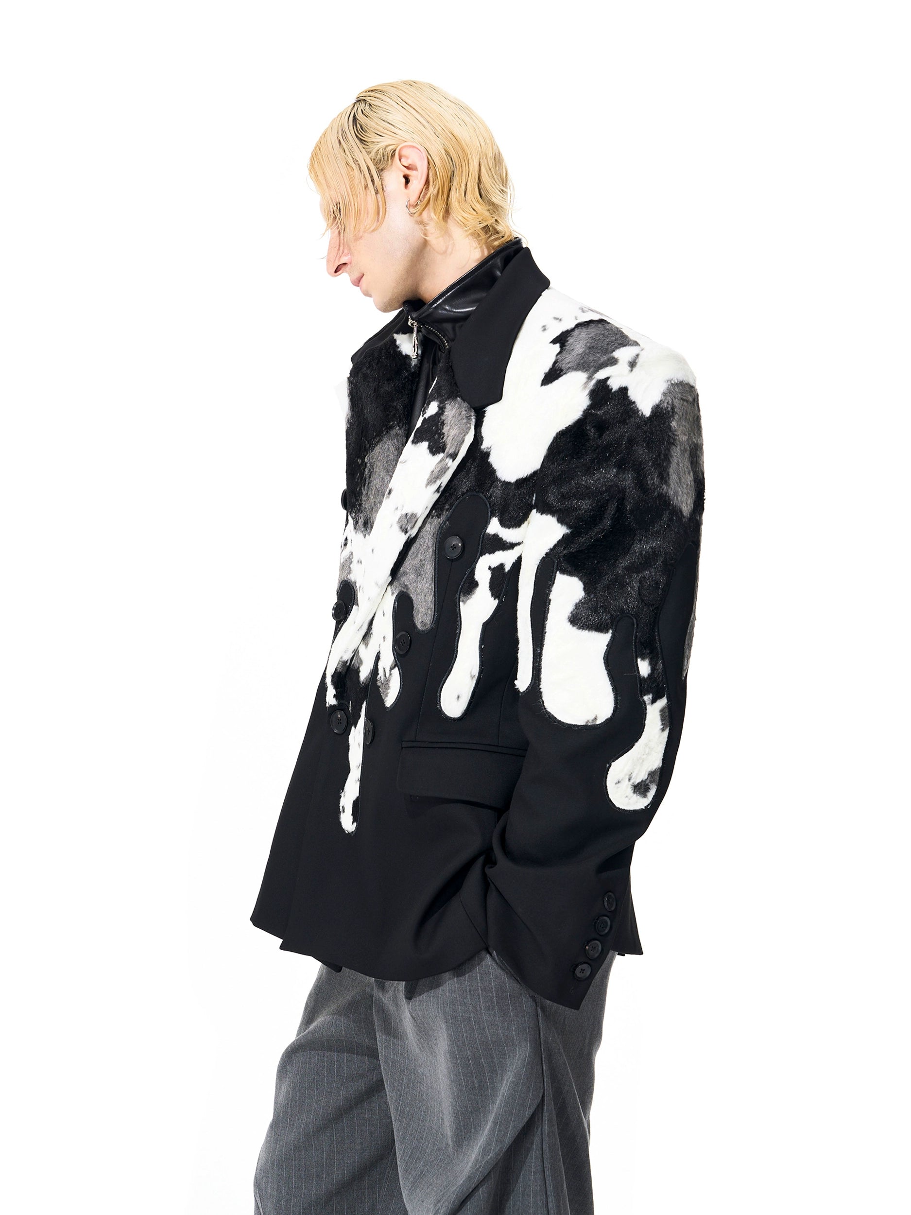 【25s Nov.】Cow-print Fur Blazer