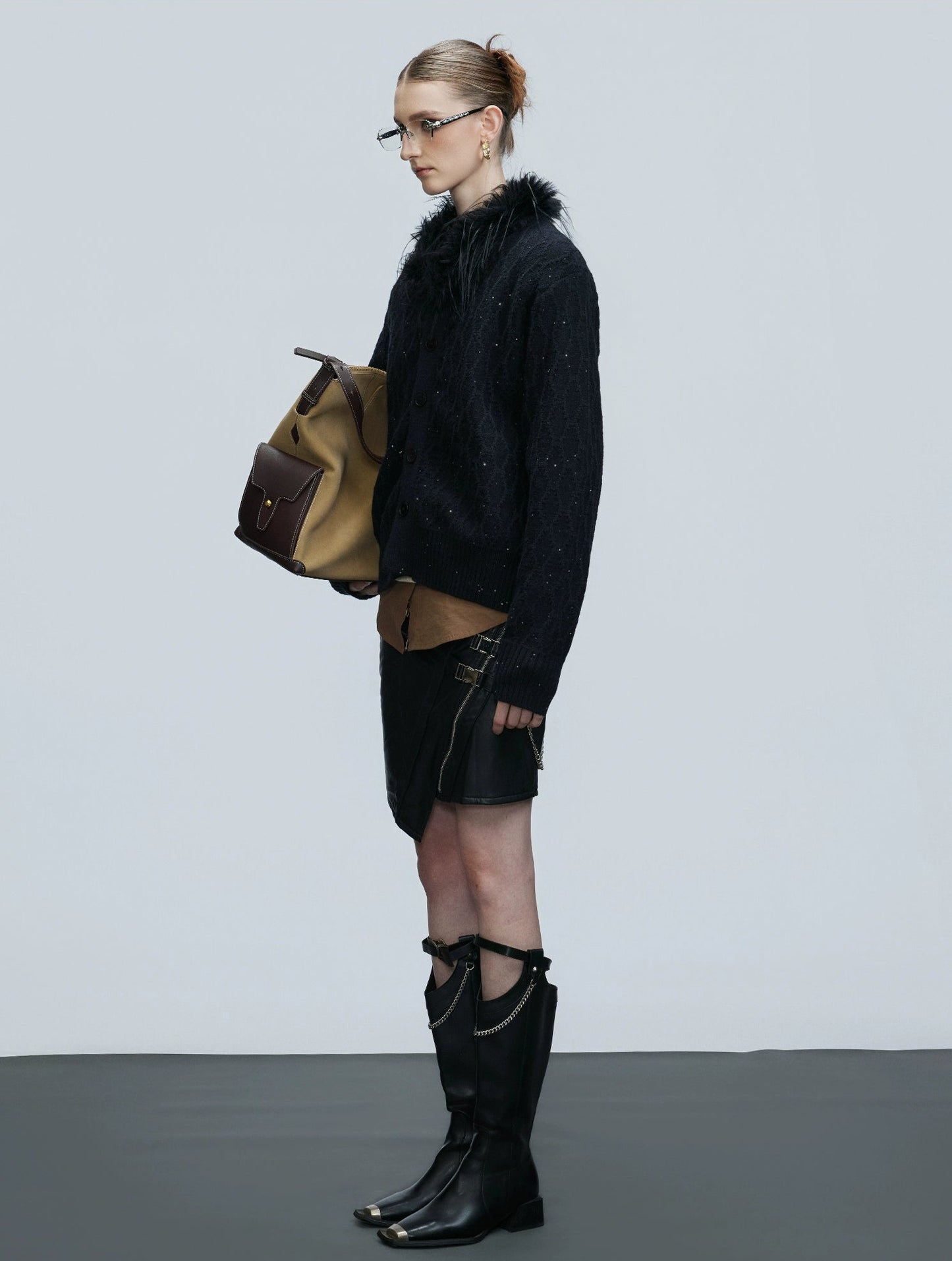 【25s Nov.】Fine Glitter Textured Cable Knit Sweater