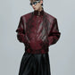 Python Textured Leather Fashion Jacket