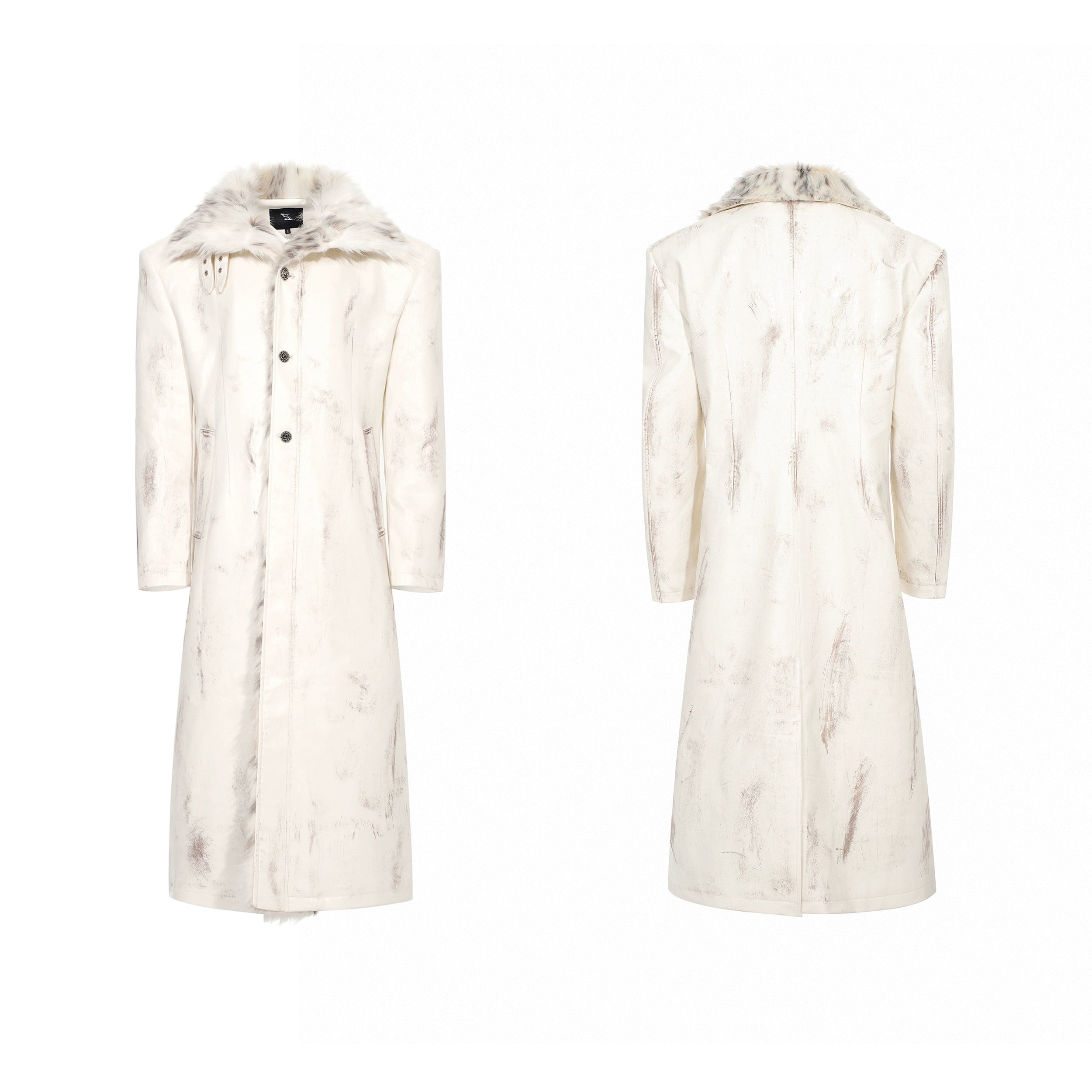 【25s Dec.】Hand-painted Stand-up Collar Patchwork Fur Coat