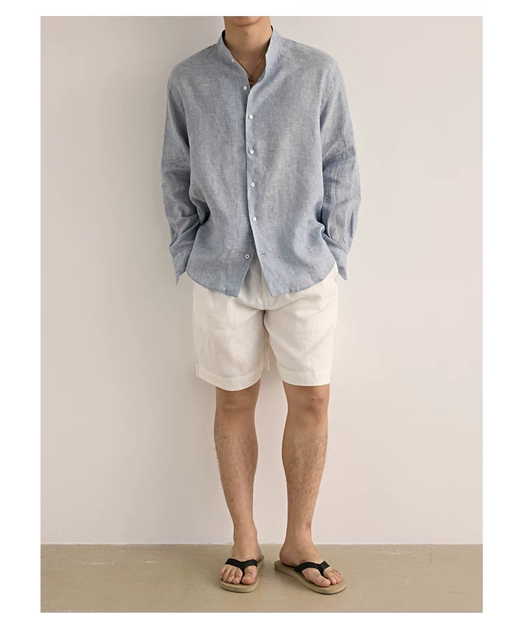Relaxed Linen Collared Shirt