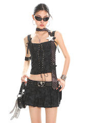 【25s Jul.】Strappy Tie-Up Wrap Skort Set