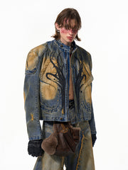 【25s Apr.】Wasteland Style Short Hand-painted Denim Jacket / Jeans