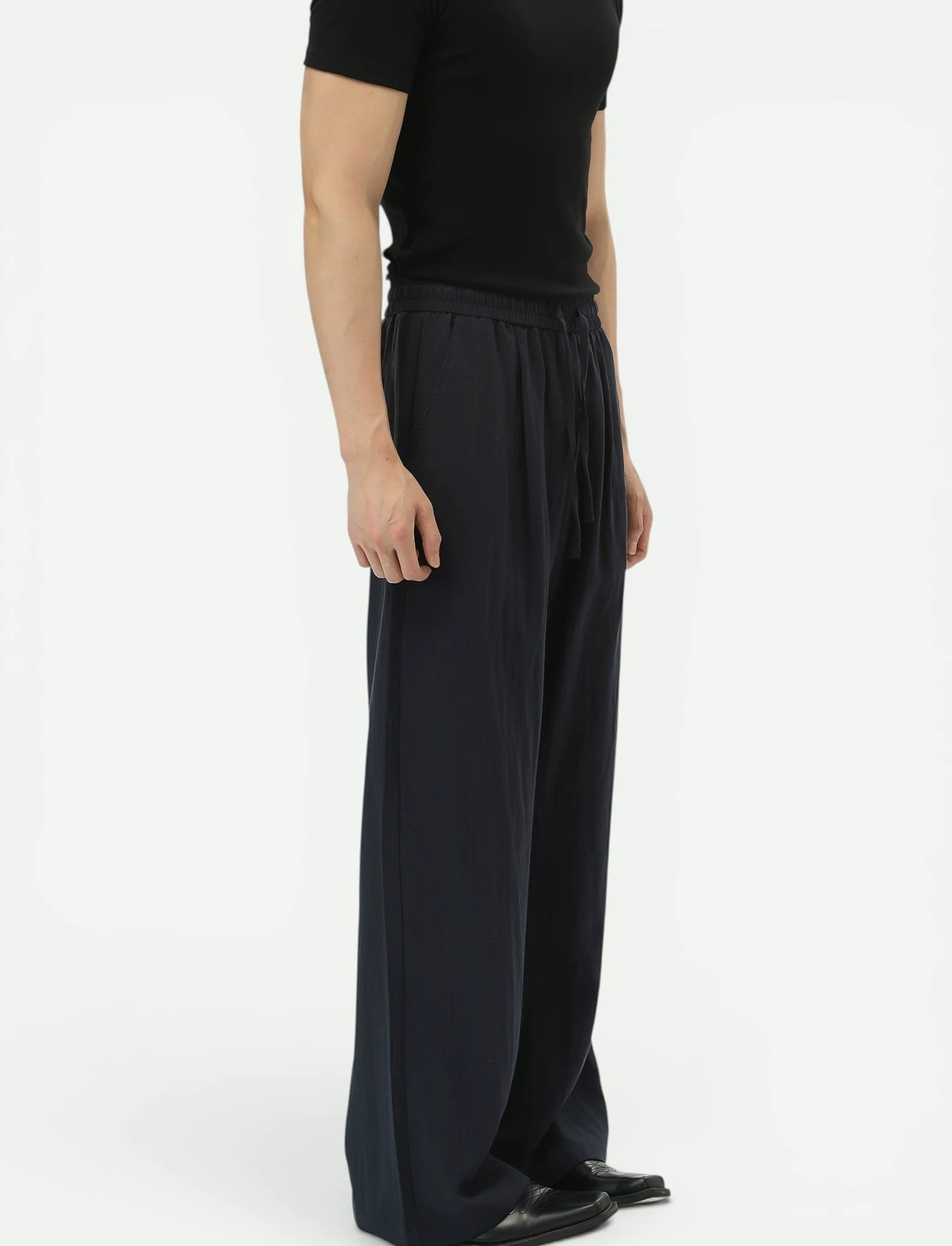 Lyocell Drawstring Wide-Leg Pants