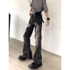 【25s Sep.】Vintage Pleated Lightning Pattern Jeans