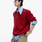 【25s Sep.】Textured Mock Two-piece Shirt Stitching Sweater