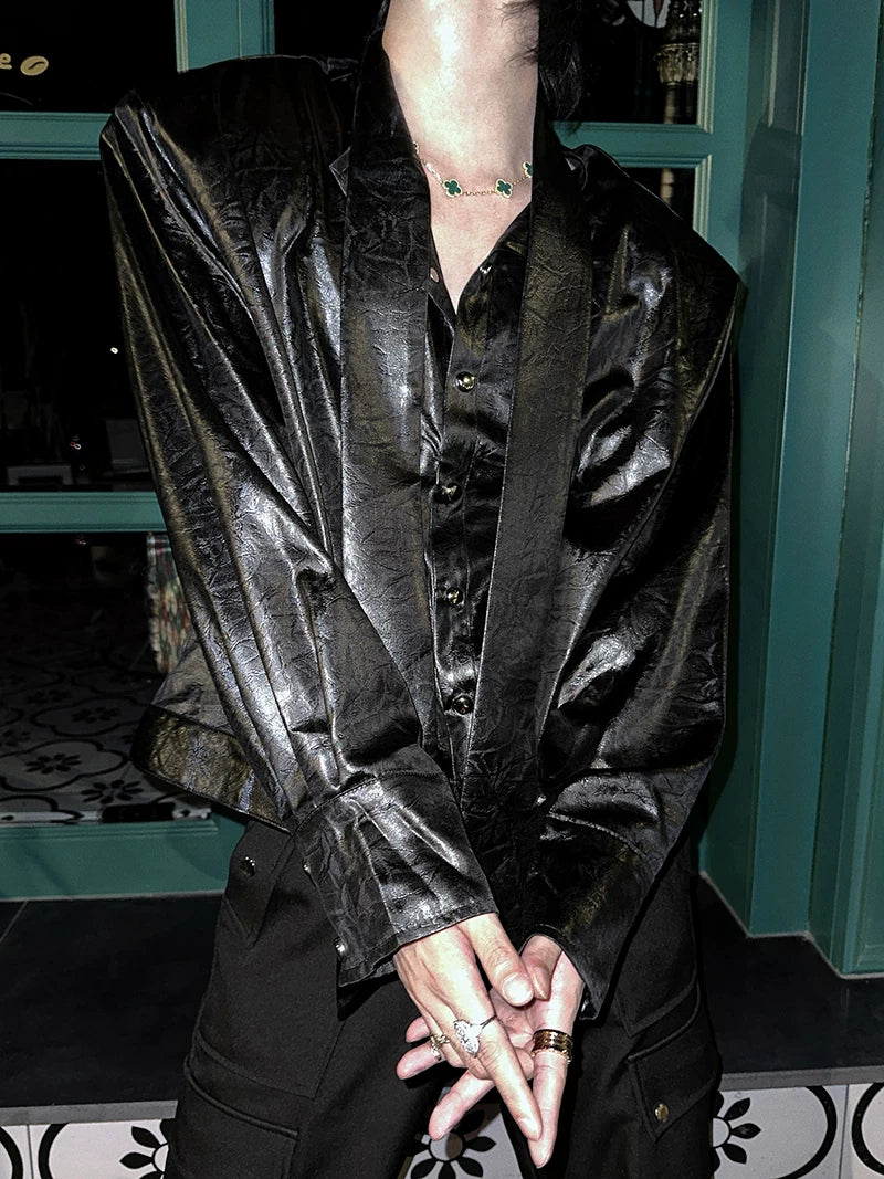 【26s Jan.】Minimal Leather Long-Sleeve Shirt Jacket