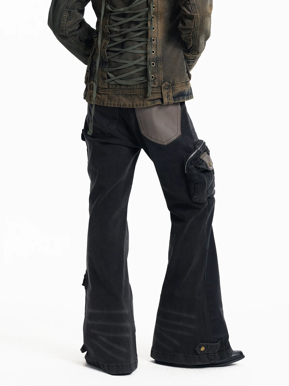 Y2K Patchwork Multi-Pocket Flared Skinny Jeans