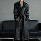 【25s Sep.】Deconstructed Crocodile-effect Metal Buttons Leather Coat