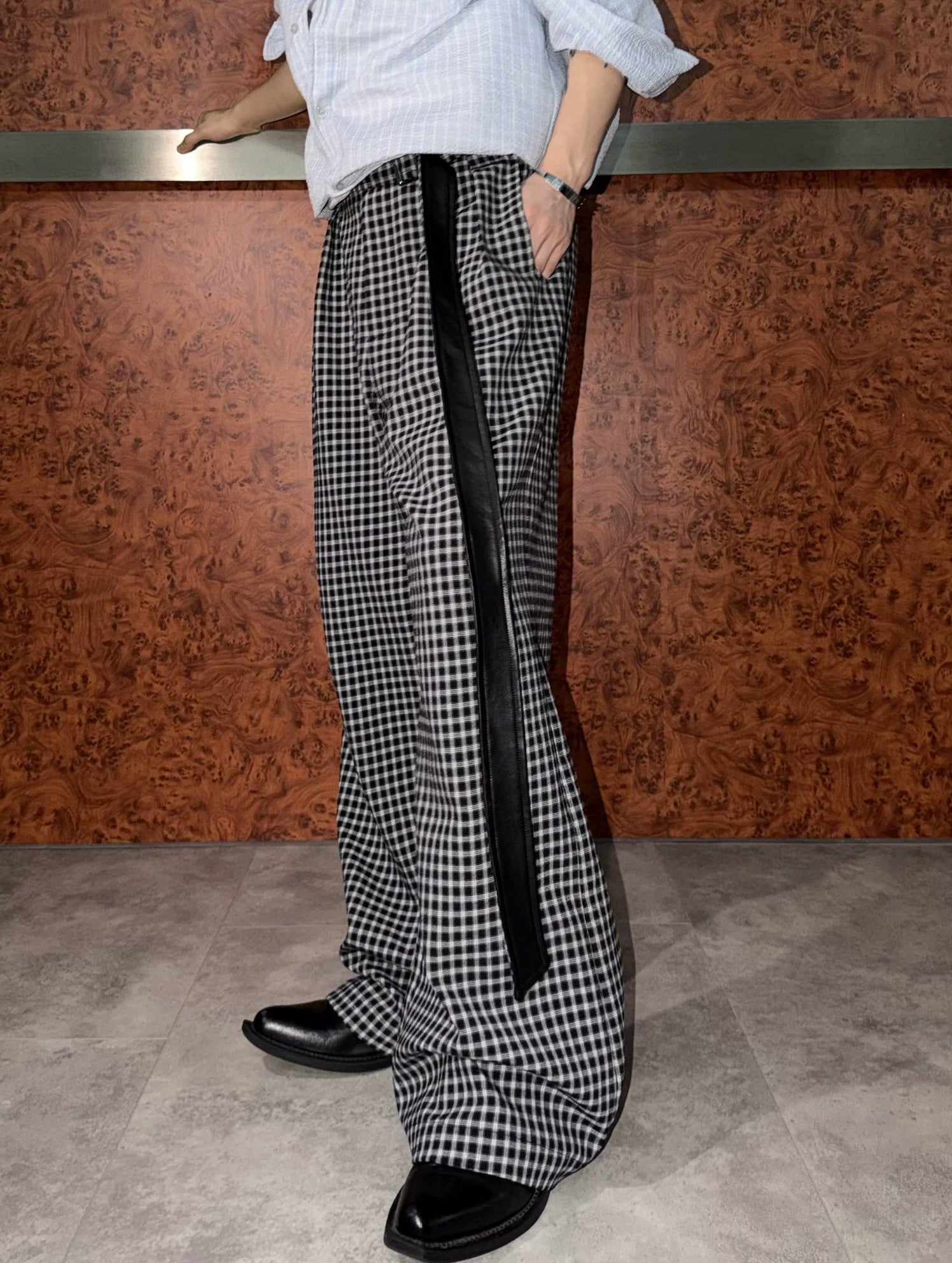 Vintage Plaid Wide-Leg Trousers