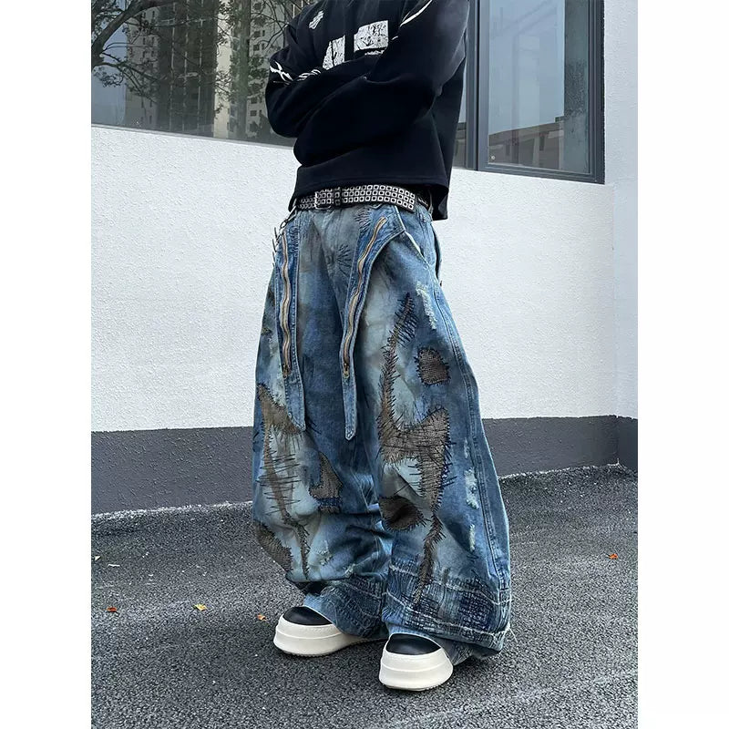 【26s Jan.】Distressed American Vintage Curved Blade Denim Pants