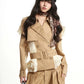 【25s Sep.】Vintage Double-Breasted Patchwork Khaki Trench Coat
