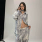 【25s Aug.】Snake Print Casual Shirt / Straight Pants