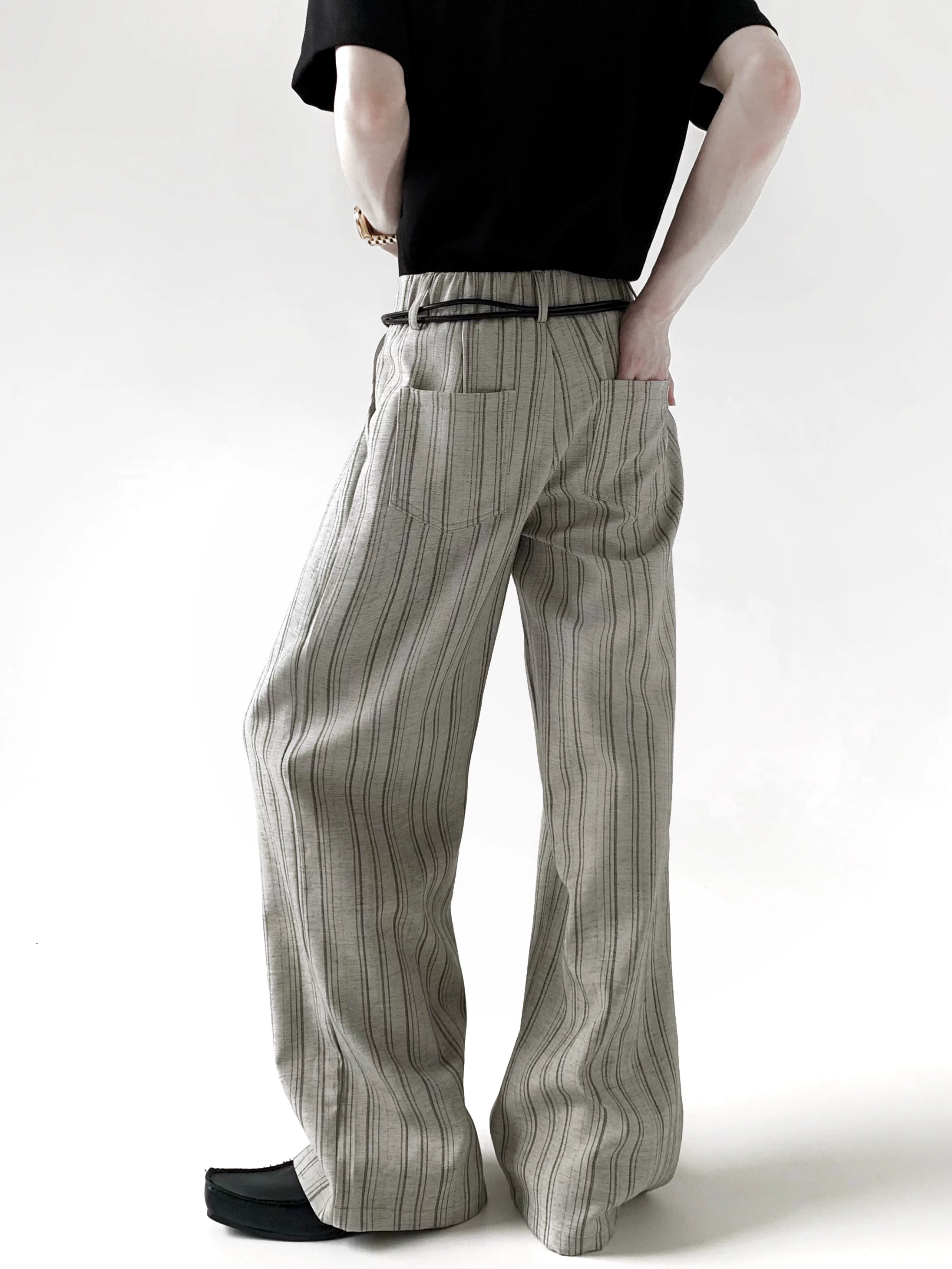Old Money Striped Button Trousers