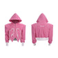 【25s Sep.】Irregular Cropped Zip-Up Hoodie with Shoulder Pads
