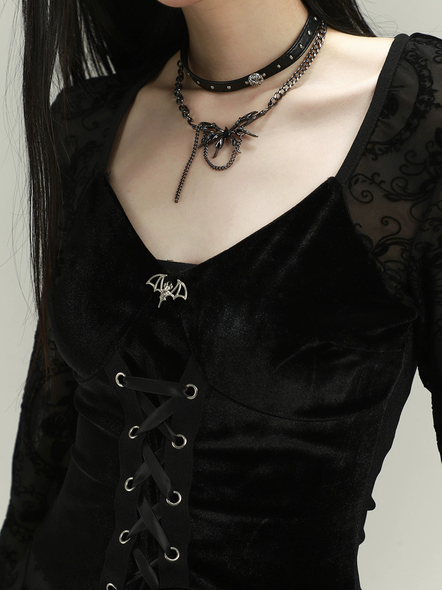 【25s Jul.】Vintage Embroidered Sheer Lace Dress