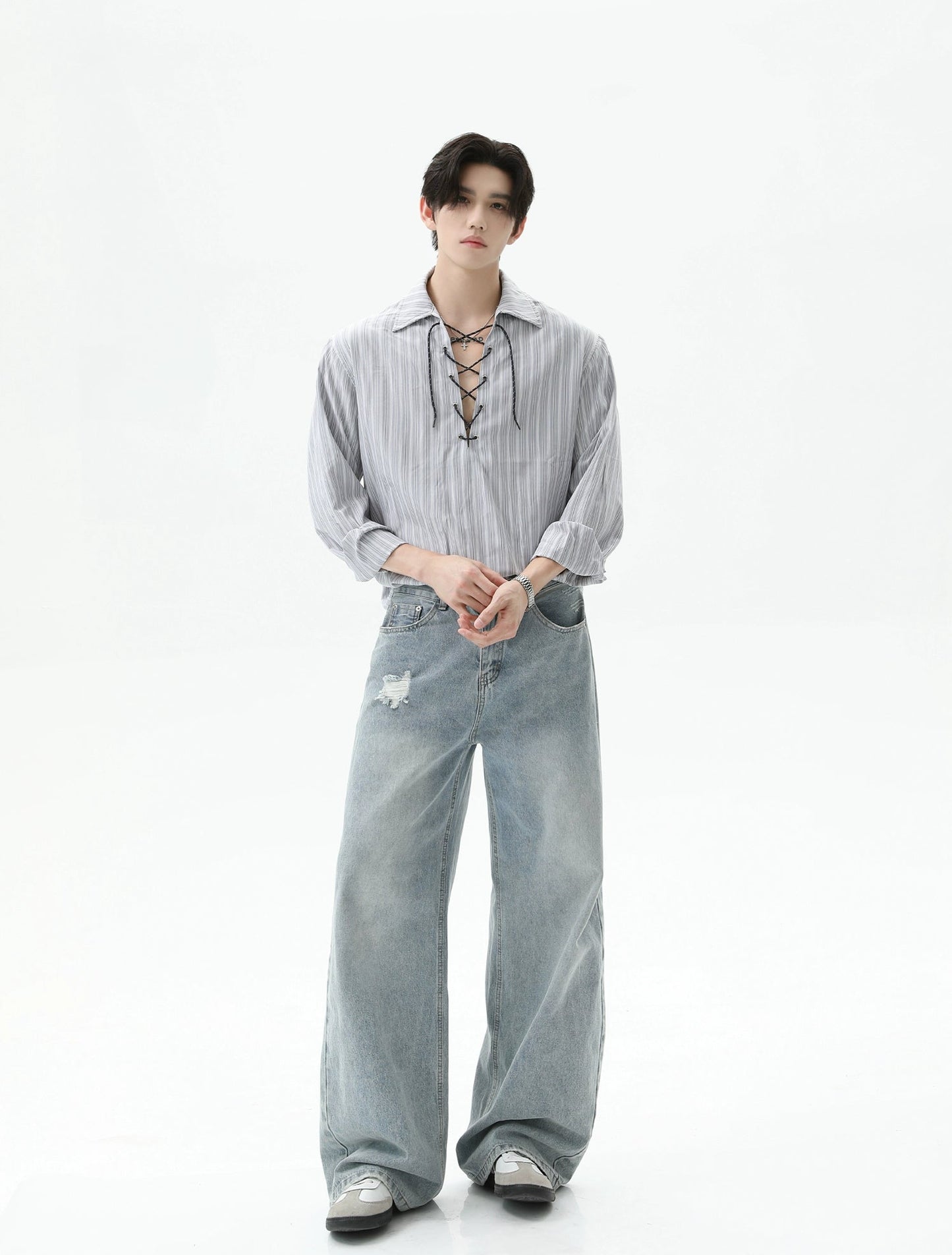 【25s Sep.】Cleanfit Drawstring Striped Shirt