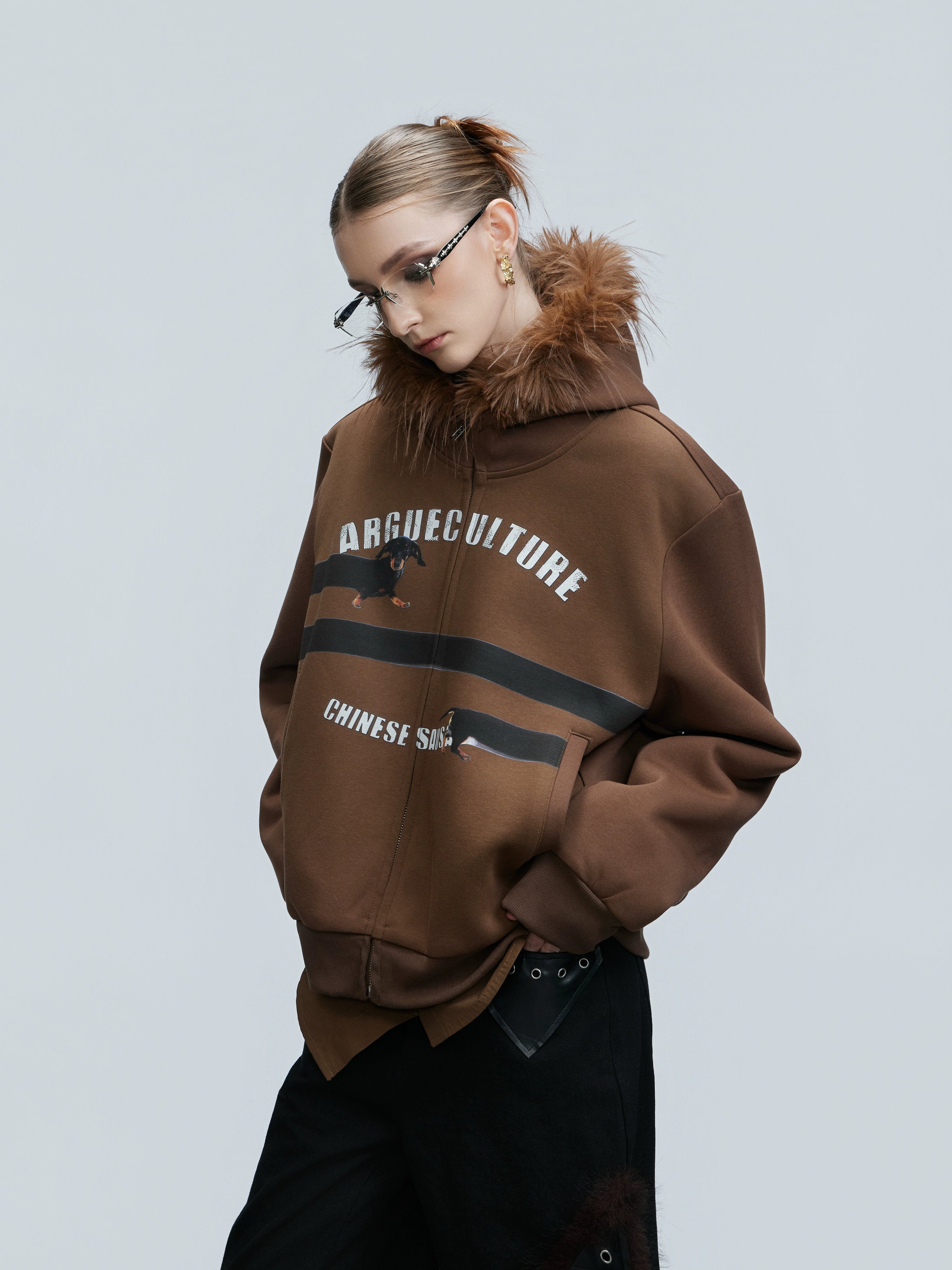 【25s Nov.】Elongated Dog* Vintage Fur Collar Hoodie