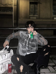 【26s Jan.】Sheer Mesh Korean-Style Casual Shirt