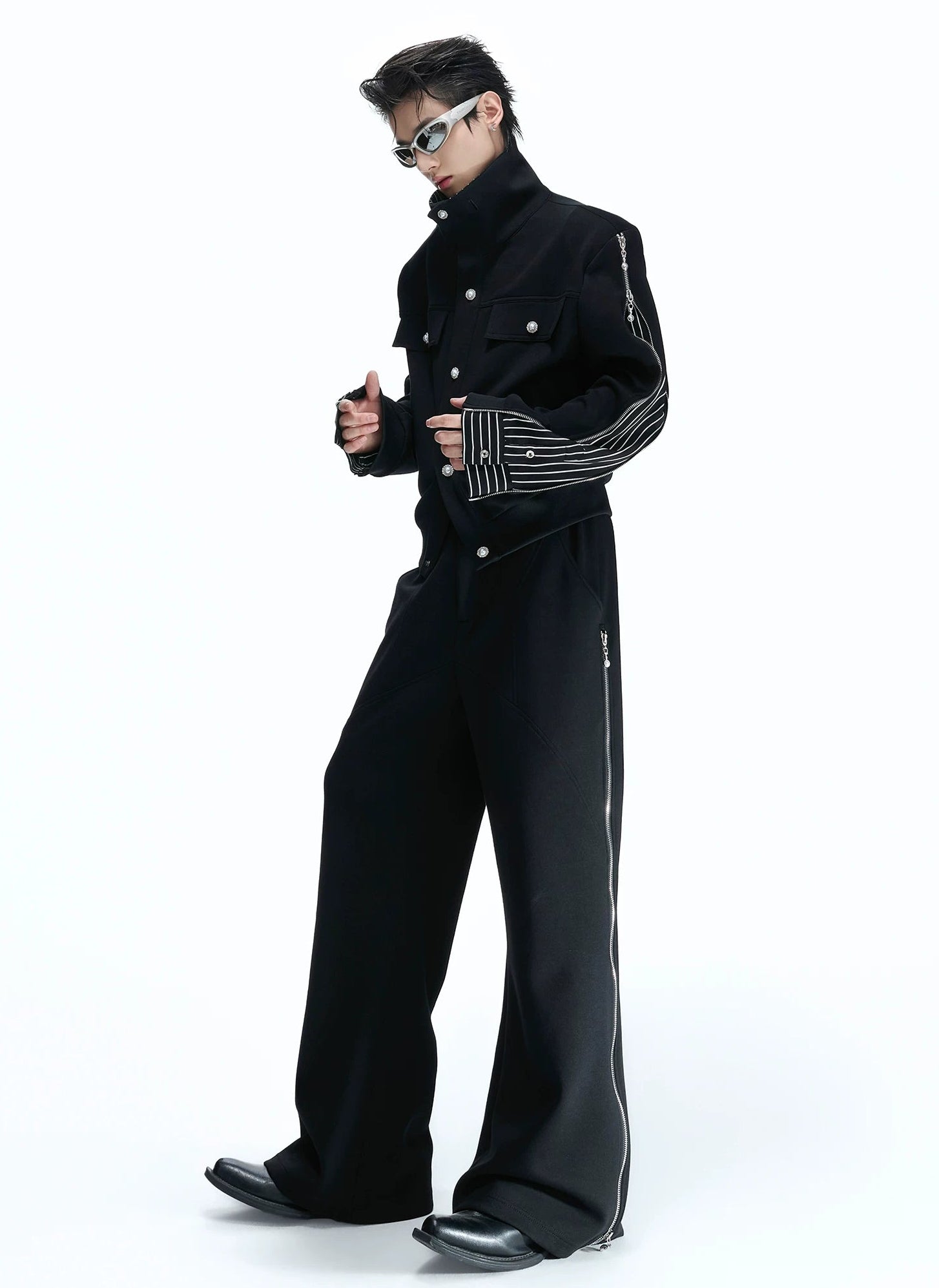 Striped Ribbon Layered Track Top / Pants