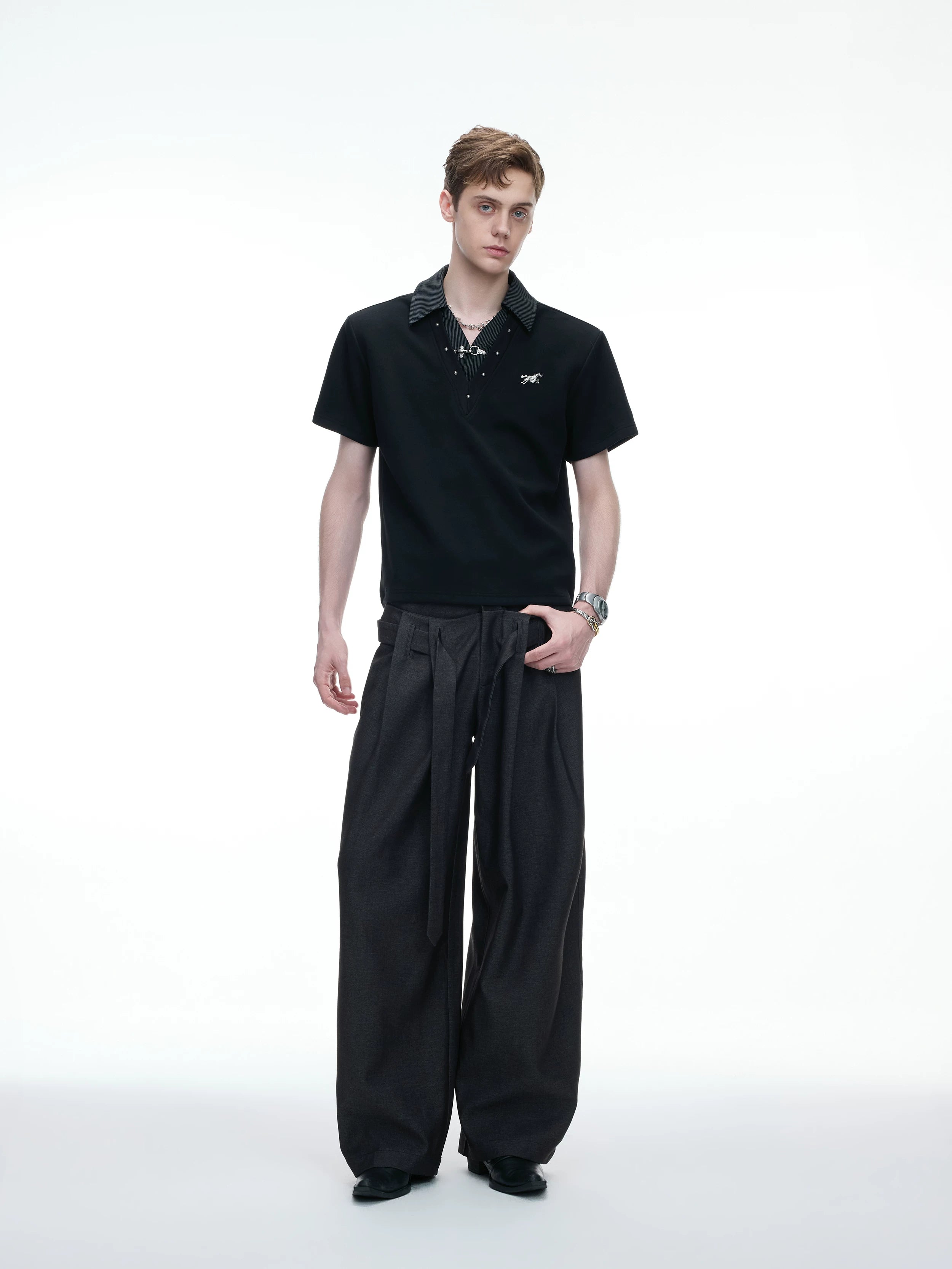 Layered Studded Polo Tee