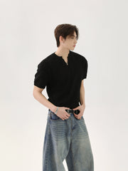 【25s Jun.】Solid Knit V-Neck Relaxed T-Shirt